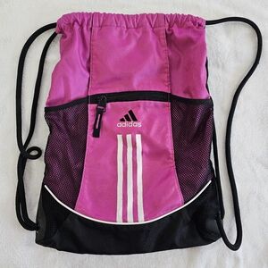 Adidas Pink and Black Drawstring Backpack